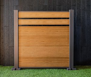 Installation facile Panneau de clôture en acier Texture de grain de bois Métal galvanisé Modélisation 3D Clôture Portes en treillis - Product Image 6