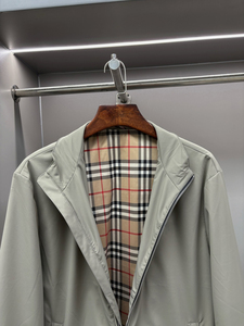 Full Zip Stand Collar <b>Light</b> weight Bur <b>berry</b> Jacket Men Classic Check Interior Daily Outerwear - Product Image 3