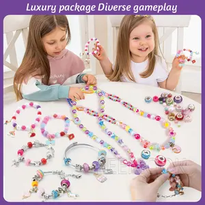 Leemook Schönheit Individuelles Perlen-Set Mode Schmuckherstellungsset Armband Halskette Zubehör Dekolletten-Set für Mädchen