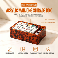 Boîte de rangement de luxe personnalisée XFL Factory en acrylique Lucite Tortoise pour tuiles de Mahjong américain avec couvercle