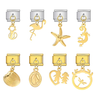 Nouveau à la mode oiseau arbre étoile Gecko coeur métal pendentif italien breloque lien Fit 9mm en acier inoxydable Bracelet bricolage faisant des bijoux