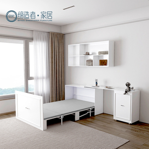 Nhỏ Đôi Loại phòng nghiên cứu tiết kiệm không gian Giường ẩn tường giường với bánh xe cho tất cả người lớn và trẻ em với giường tủ - Product Image 3