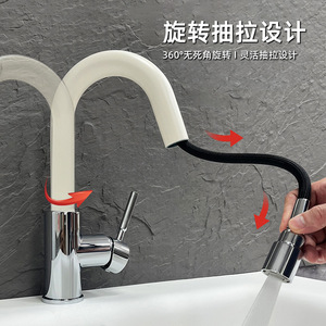 Jboyurn All Copper Basin Faucet 59A Single Handle Pull Out <b>Spray</b> Deck <b>Mounted</b> Modern Kitchen Faucet - Product Image 4