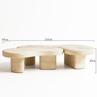 Table basse en travertin naturel à emboîtement, pieds multicolonne, style Wabi Sabi, pour salon, maison de rêve