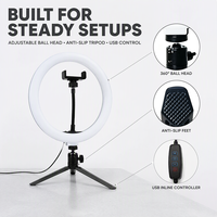 Anneau lumineux LED de 26 cm (10 pouces) pour selfie, lampe annulaire RVB avec trépied pour maquillage, vidéo et diffusion en direct – Vente en gros