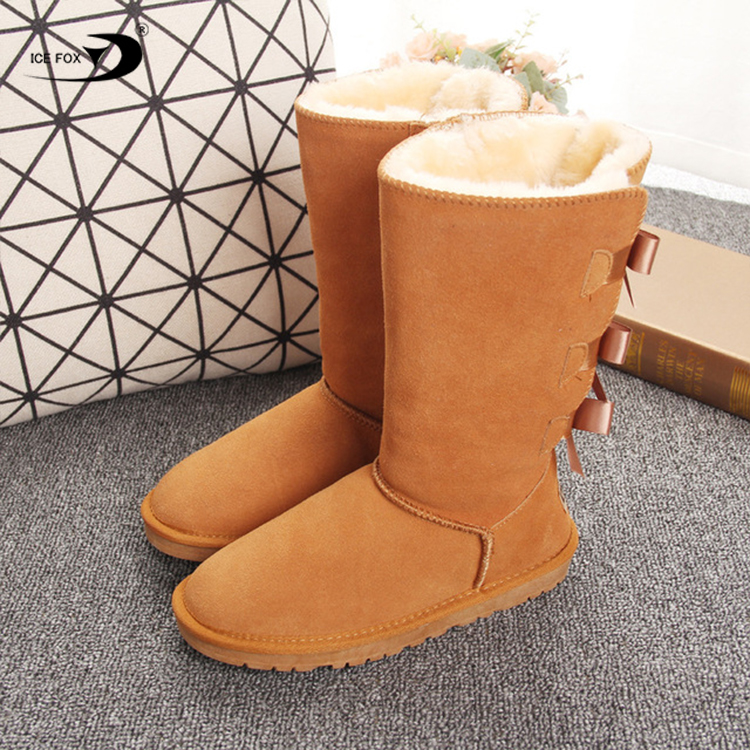 Классические зимние теплые длинные меховые сапоги из коровьей замши на заказ, австралийские женские сапоги из овчины