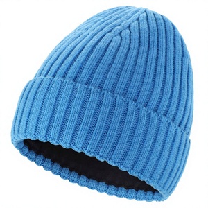 LONG MISSION INDUSTRY Blue Letter Print Beanie Hat Unisex Adult Casual <b>Winter</b> <b>Cap</b> Cotton/Wool Breathable Waterproof - Product Image 1