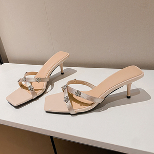 Chaussures-Femm Talon Female Shoes <b>Heels</b> Fashion 2025 Summer Women Slipper Sandals - Product Image 4