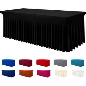 Articles pour détaillants : Jupes de table de mariage rouges en tissu Spandex, personnalisables, en stock, direct usine, pour événements et fêtes - Product Image 1