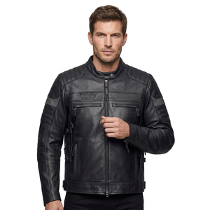 New Men's High Street Style Leather Jacket with Hooded Design Eco-Friendly & Windproof for Formal/Casual Wear - Product Image 1