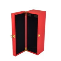 Boîte à vin en bois recouverte de cuir PU, doublure en velours noir, fermeture en métal doré, logo personnalisé, coffret cadeau de luxe pour un seul vin