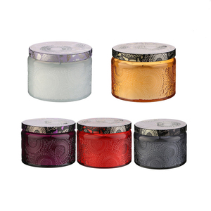 برطمانات غير لامعة حمراء وأرجوانية جرة فاخرة بغطاء حامل شموع هندسي ذهبي وردي - Product Image 5
