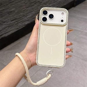 เคสโทรศัพท์มือถือแบบแม่เหล็กสีพื้นประดับเพชรหรูหราสำหรับผู้หญิง รุ่น iPhone 17 Air 16 15 14 13 12 11 Pro Max - Product Image 5