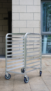 Chariot de support de cuisson <span class=keywords><strong>en</strong></span> <span class=keywords><strong>aluminium</strong></span> à 10 niveaux 660x510x965mm pour plateaux de four de boulangerie avec dessus <span class=keywords><strong>en</strong></span> <span class=keywords><strong>aluminium</strong></span> - Product Image 3