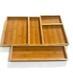 Ensemble de plateaux de service en bambou LC-295A, couleur unie, sans couvercle, empilables, boîte de rangement de bureau pour thé, pain, fruits, usage hôtelier et en restaurant - Product Image 2