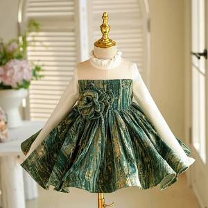 Commercio all'ingrosso verde Jacquard soffice abito di <span class=keywords><strong>compleanno</strong></span> per bambini principessa ragazze pianoforte abiti da festa per bambini da <span class=keywords><strong>1</strong></span> a 12 anni - Product Image 4