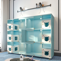 Villa pour chat en bois de luxe avec panneaux en verre, design spacieux pour chats d'intérieur et d'extérieur, idéale pour la garde d'animaux et une utilisation à long terme