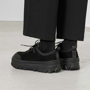 أحذية سكيت بورد رجالية سوداء ذات نعل سميك، موديل ربيعي جديد بمقدمة عريضة، أحذية رياضية عصرية متعددة الاستخدامات - Product Image 5