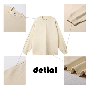 Camiseta <span class=keywords><strong>de</strong></span> <span class=keywords><strong>Manga</strong></span> Larga para Hombre, 300 g/m², Lisa, Holgada, <span class=keywords><strong>de</strong></span> Algodón Pesado, Unisex, Cuello Redondo, Estilo Urbano - Product Image 3