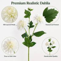 Batang Bunga Dahlia Buatan dari Sutra, Satu Tangkai dengan Kuncup, Dekorasi Vas untuk Paskah, Natal, Pernikahan, dan Rumah