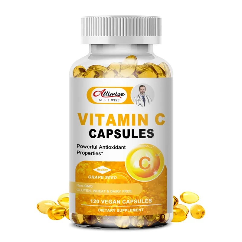 Cápsula de vitamina C para sistema imunológico, produto de beleza, suplemento de saúde, cápsula de vitamina C, 120 unidades, 500 mg