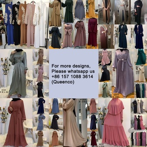 1836-1 #   Abaya Blanca Floral de Alta Calidad para Niña, Ropa Musulmana de Manga Larga para Niños, Estilo Dubai - Product Image 2