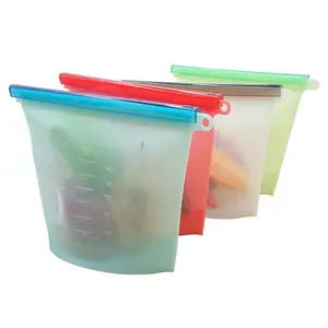 Eco-Friendly Reusable Leakproof Silicone Food Storage Bag Small And Large Ziplock Snack Bags For Sandwich Fruit Meat Vegetables