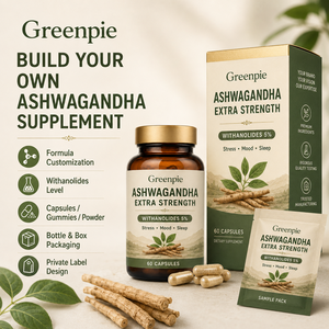 Greenpie OEM ODM, Etiqueta Privada, Venta al por Mayor, Cápsulas de <span class=keywords><strong>Ashwagandha</strong></span> Ksm 66 Extra Fuertes, <span class=keywords><strong>Suplemento</strong></span> Dietético - Product Image 4