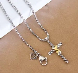 Luxury inspired designer brand jewelry S925 silver gold plated DY cross necklace women brand designer jewelry catalog