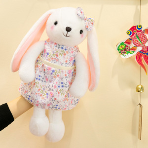 Peluche Coniglio dalle Orecchie Lunghe con Gonna Floreale, Morbido Regalo di Pasqua, Cuscino in Cotone PP, Giocattolo Coniglio Bianco Kawaii Calmante OEM ODM - Product Image 5