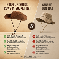 Chapeau Bob Vintage Marron en Daim à Large Bord Style Cowboy Western Tendance Printemps-Été pour la Randonnée (Vente en Gros)