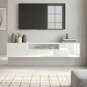 Meuble TV mural flottant haute brillance 160 cm pour salon, meuble TV suspendu, unité TV - Product Image 1