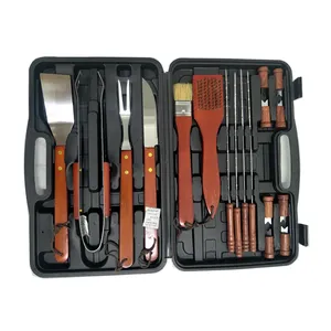 Grill rôtissoire professionnel en acier inoxydable, 18 pièces, ensemble d'outils de BBQ, gril pour Camping en plein air, <span class=keywords><strong>Kit</strong></span> d'accessoires, vendu sans couteau par RTS - Product Image 1