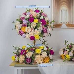 Boules de fleurs artificielles vertes, jaunes et roses pour décoration de fond de scène de mariage et arche, fleurs artificielles - Product Image 5