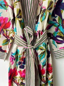 Bird Print Kimono Block Print Cotton Kimono Women's Cotton Robe <b>Bridesmaid</b> Robe Nightwear Gown Gift For Her Soft Handmade Kimono - Product Image 4