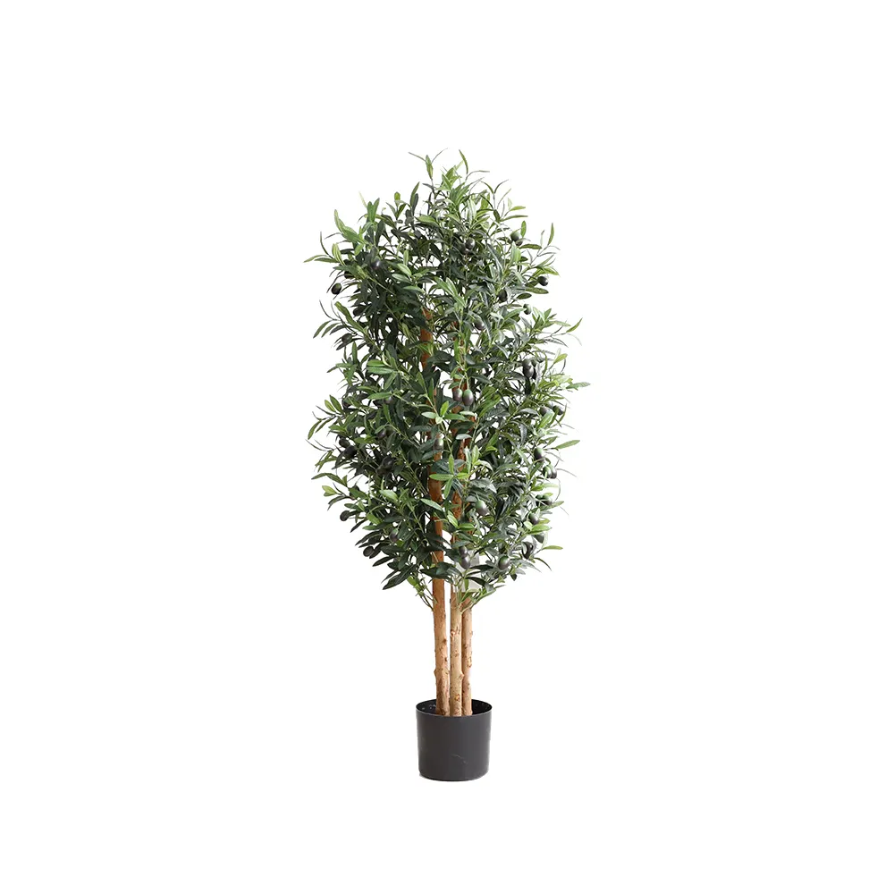 Hot selling Artificial ornamental plastic green leaves with olive fruit olive tree plants