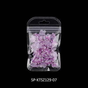 100 pièces/sac, breloques pour ongles en plastique sculptées à la main en 3D, fleurs avec strass, décoration d'ongles de luxe pour manucure DIY - Product Image 5
