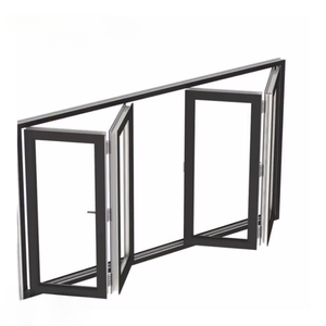 Venta al por mayor Bi-fold Cafe <span class=keywords><strong>Windows</strong></span> Ventanas plegables de aluminio con doble acristalamiento Vertical Ventana de vidrio templado - Product Image 6