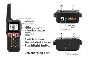 ऑटो रिचार्जेबल वाटरप्रूफ एंटी-बार्किंग डॉग ट्रेनिंग कॉलर 1000 मीटर रिमोट रेंज इलेक्ट्रिक शॉक के साथ - Product Image 2