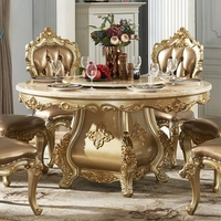 Table à Manger de Luxe Style Classique de Bonne Qualité avec Plateau en Marbre