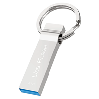 Venta al por mayor de fábrica: Nueva memoria USB 3.0 metálica de gran capacidad con logotipo personalizado, llavero portátil de 32GB, 64GB, 128GB