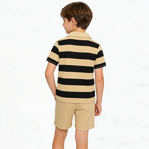 T-shirts personnalisés pour enfants Baifei, t-shirts polo décontractés et confortables pour enfants, coton GOTS, rayures tendance, vêtements pour enfants - Product Image 2