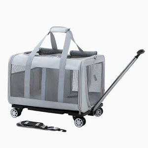 Sac de <span class=keywords><strong>transport</strong></span> <span class=keywords><strong>pour</strong></span> animaux de compagnie JXB à double compartiment, en tissu Oxford, avec fermeture éclair solide, écologique, avec roulettes amovibles, <span class=keywords><strong>pour</strong></span> <span class=keywords><strong>2</strong></span> petits <span class=keywords><strong>chats</strong></span> - Product Image 1