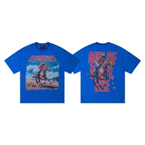T-shirt Grafica Retrò Lavata da Uomo in Cotone 100% Dobby Oversize Streetwear Traspirante con Stampa Scheletro Auto Cavallo Surf a Maniche Corte - Product Image 2