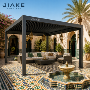 Pérgola de Aluminio Jiake 6063-T5 con Techo de Láminas Motorizadas para Patio, Jardín, Terraza o Pabellón al Aire Libre, Estilo <span class=keywords><strong>Riad</strong></span> Marroquí - Product Image 1