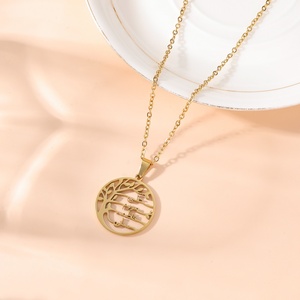 Ağaç Hayat Yazısı <span class=keywords><strong>Allah</strong></span> Kaligrafisi Müslüman Arapça İslam Kolye 316L PVD Paslanmaz Çelik Moda Takı Kolyeler Toptan Bayram - Product Image 3