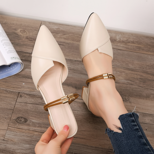 LK2018 mocassini a mulo Slingback tacco alto 2 colori con cinturino in pelle zoccoli e muli - Product Image 1