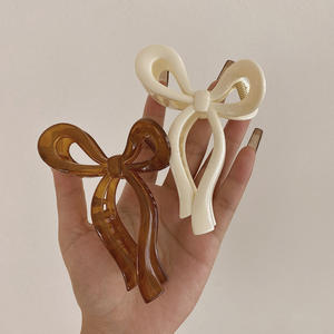 Clipes de cabelo antiderrapantes, grampos de cabelo para mulheres com garra, temperamento, arco transparente, grande, grampos de garra para cabelo grosso - Product Image 3