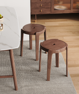Tabouret en bois moderne, design mid-century, empilable, meubles de salon, décoration intérieure - Product Image 5