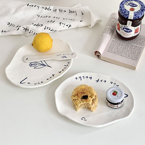 Solhui-ESPÁTULA coreana ins <span class=keywords><strong>tulipán</strong></span> con letras irregulares, cerámica, postre, pastel, plato de <span class=keywords><strong>mantequilla</strong></span> - Product Image 3